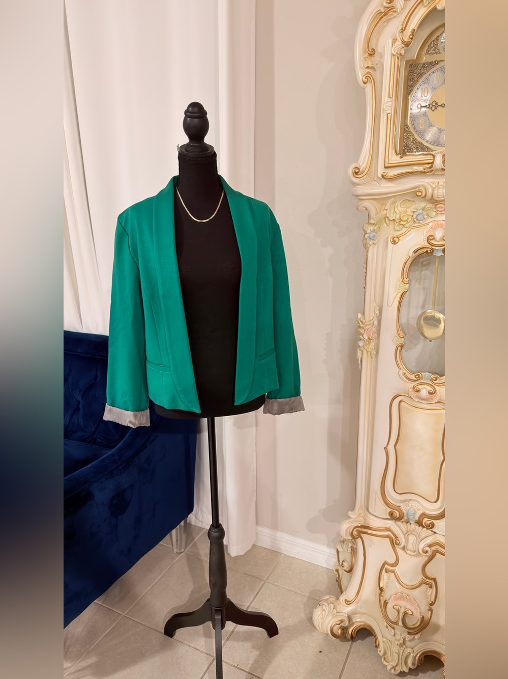Alyx Emerald Open-Front Blazer Jacket